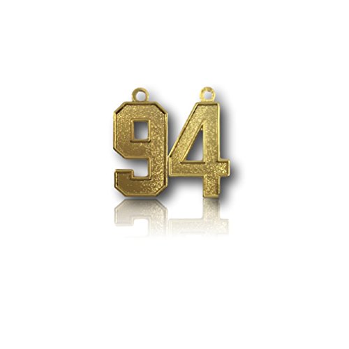 Number 94 Gold Plated Jersey Style Sports Necklace Charm Pendant (0.8