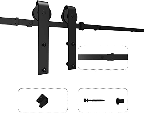 Yigold 7Ft Barn Door Hardware Kit, Fit 42" Wide Door Panel, Antique Style, Sliding Smoothly Quietly, Factory Outlet Upgraded Version Quality Carbon Steel (J Shape Hanger) #TOP5