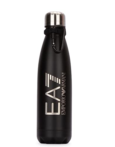 Image of Emporio Armani EA7 EA7 Black Thermal Water Bottle. Contrast Logo in the Front Grey Colour. 500 ml bottle capacity. One Size Black