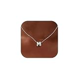 Milacolato Collana Con Iniziale Personalizzata Nome Collana Argento 925 Donna Placcata Oro 18K Ciondolo Collana Con Lettera Iniziale Regalo Ragazza Mamma Compleanno-SM
