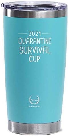 ARTSUN Quarantine Survival Cup Gifts-2021 Funny Mothers Day Gifts Novelty 20oz Wine glass Personalized Present for Women, Coworkers, Friends - Vacuum Insulated Tumbler Blue