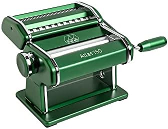 Marcato Atlas 150 Machine, Made in Italy, Green, Includes Pasta Cutter, Hand Crank, and Instructions