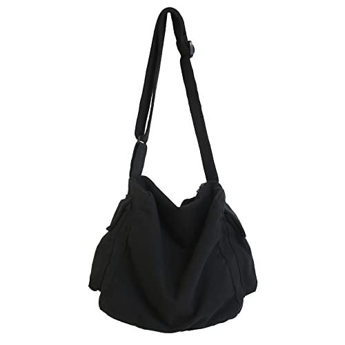 Image of KlaOYer Canvas Messenger Bag Large Hobo Bag Crossbody Shoulder Bag Tote Bag with Pocket for Women and Men