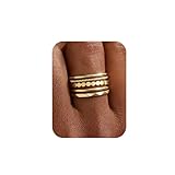 Florideco 14K Gold Plated Stackable Rings for Women Non Tarnish Thin Dainty Ring Set Minimalist Stacking Thumb Rings Statement Pinky Engagement Ring Promise Wedding Bands for Women Size 8
