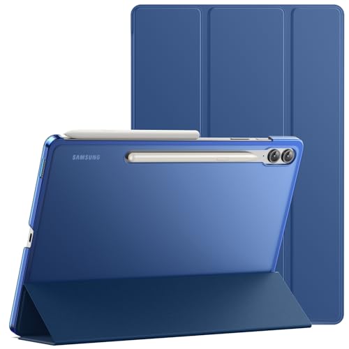 JETech Case for Samsung Galaxy Tab S9 FE+ / S9 FE Plus 12.4-Inch, Slim Translucent Back Tri-Fold Stand Protective Tablet Cover, Support S Pen Charging, Auto Wake/Sleep (Navy)
