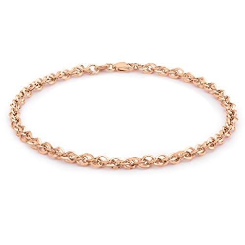 CARISSIMA Unisex Hollow 3.1mm Diamantschliff Prinz von Wales Armband Rotgold 19 cm/7.5 zoll 5.29.4322