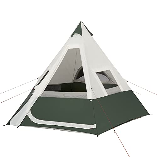 7-Person Teepee Tent, With Vented Rear Window,Family Camping Tent,Green #TOP26