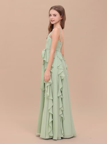 Chiffon Junior Bridesmaid Dresses for Wedding Kids Spaghetti Strap Slit Flower Girl Dress Long Princess Pageant Gowns4