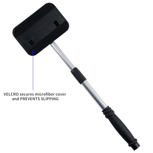 POLYTE - Extra lang Windschutzscheibenreiniger - drehbarer Kopf/ausziehbarer Aluminiumgriff - mit Mikrofaserbezügen