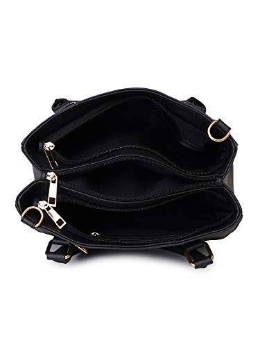 Image of LAPIS O LUPO Women Fashion Flower Print 3 Compartment Top Handel Zip Clouser Leatherette Adjustable Sling Handbag