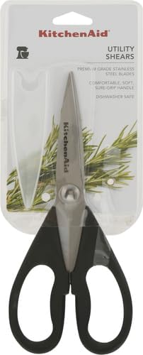 KitchenAid All Purpose Kitchen Shears with Protective Sheath Durable Stainless Steel Scissors, Dishwasher Safe, Soft Grip Comfort Handle, 8.72 Inch, Black - 1