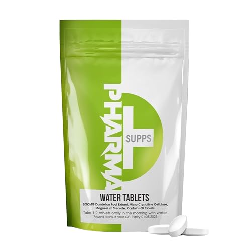 Pharma Water Balance Tablets for Fluid Support & Detox – 60 Water Tablets Natural Diuretic for Swelling Relief, Bloating, Electrolyte Balance & Weight Management – Made in UK