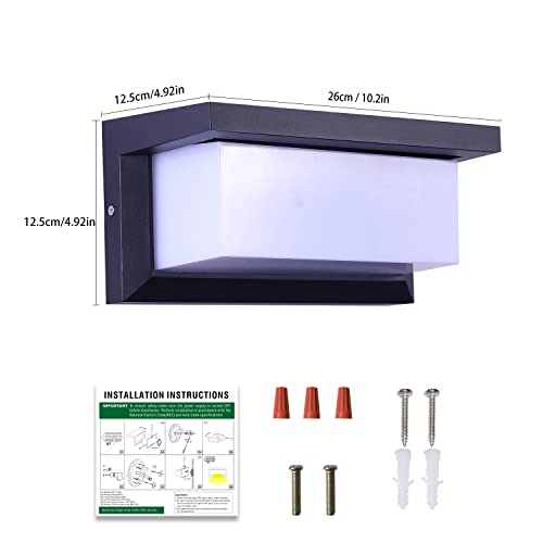 Image of Outdoor Wall Lights, Black Wall Sconce Ip65 Waterproof Outdoor Light Fixtures Wall Mount Outside Lights for House Garden Front Bathroom Garage (B1063-6500K-1Pack)