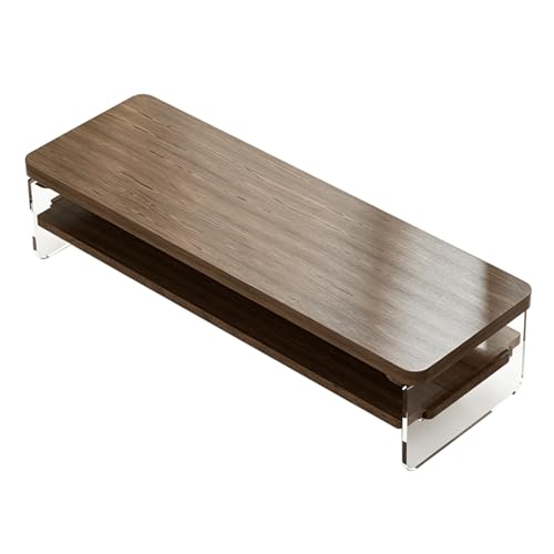 zxhrybh Soporte Monitor Acrílico Transparente, Elevador de Escritorio 2 Niveles con Almacenamiento, Estante para Laptop Hogar Y Oficina(Brown)