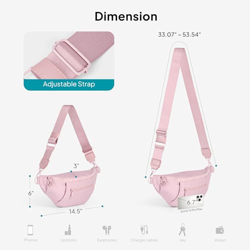 Image of TOPEAST Fanny Pack for Women, Anti-Theft Travel Belt Bag Crossbody Sling Bag Purse with RFID Blocking, Small Fashion Bum Bag with Multiple Pockets for Hiking Walking Sport, Pink