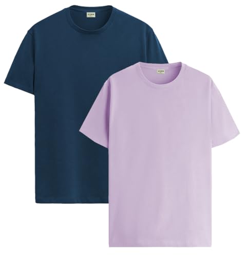 Image of ADRO Men's Cotton Regular Fit Combo Plain Solid T-Shirt Pack of 2