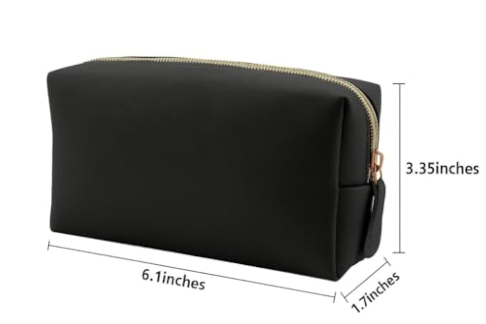 Black Cosmetic Pouch with Gold Zipper, Travel Organizer
