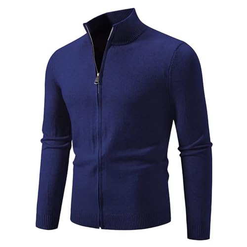 Men's Spring/Fall Slim Fit Stand Collar Solid Color Knitted Cardigan – Casual Fashion Sweatercoat4