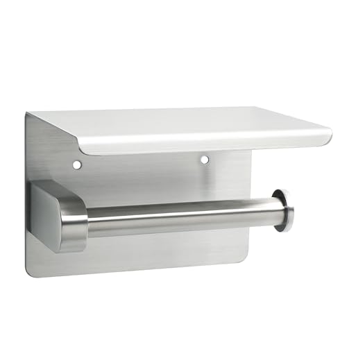Mooche Porte-Papier Toilette Support Mural avec Étagères Pratique, Porte Rouleau Papier Toilette en 304 Acier Inoxydable, pour Toilettes et Cuisines/Salle de Bain, Brossée