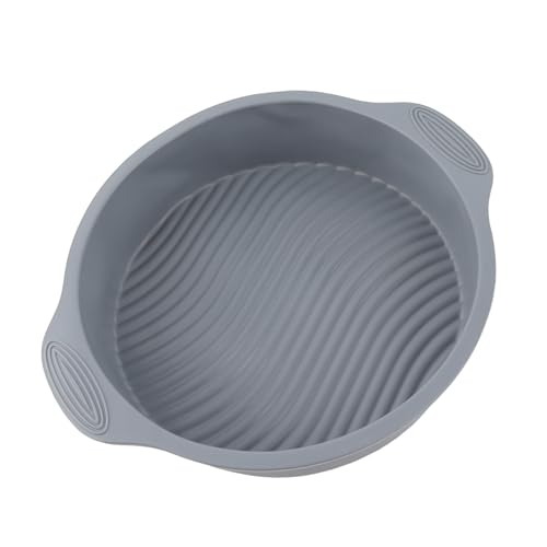 OVAQUIXI Molde de Silicona para Pastel de 9 Pulgadas, Molde para Hornear, Redondo para Pastel, Fondo Ondulado de Alta Temperatura, Fácil Liberación, Antiadherente para Horno, (GREY)