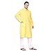 ITOS365 Men Cotton Blend Kurta Pyjama Set Party Fashion Regular Ethinic Wear Indian Dress Yellow XS