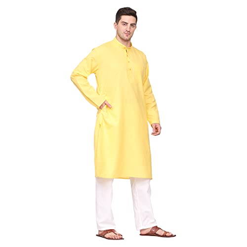 Image of ITOS365 Men Cotton Blend Kurta Pyjama Set Party Fashion Regular Ethinic Wear Indian Dress Gift for Men