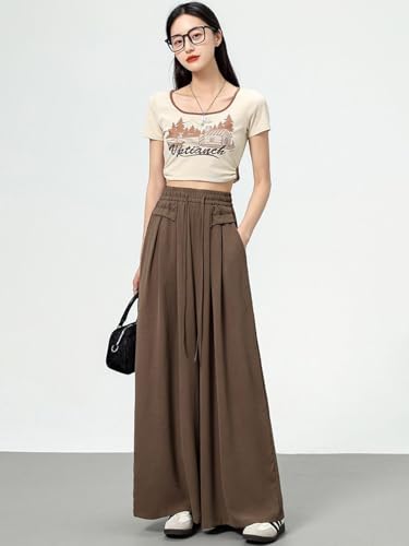Image of KOTTY Women's Solid|Drawsting|Front Pocket|Wide Leg Style|High Rise|Casual Pant