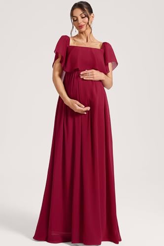 Ruffles Maternity Dresses Formal 2025 Long Chiffon Maternity Maxi Dress Summer TN3472