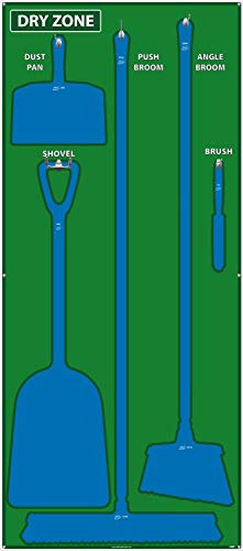 Image of NMC SB135AL 5S Dry Zone Janitorial Shadow Board, 68 inchx30 inch, Green /Blue, Aluminum Sign (Tools Sold Separately)
