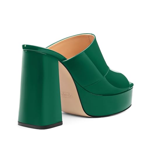Image of Women Square Open Toe Platform Chunky Heel Slide Sandals