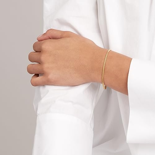 JewelryWeb 14k Yellow Gold 2.5mm Hollow Sparkle Cut Box Bismark Lobster Lock Closure Bracelet 7.50 Inch Link-Bracelet for Women4