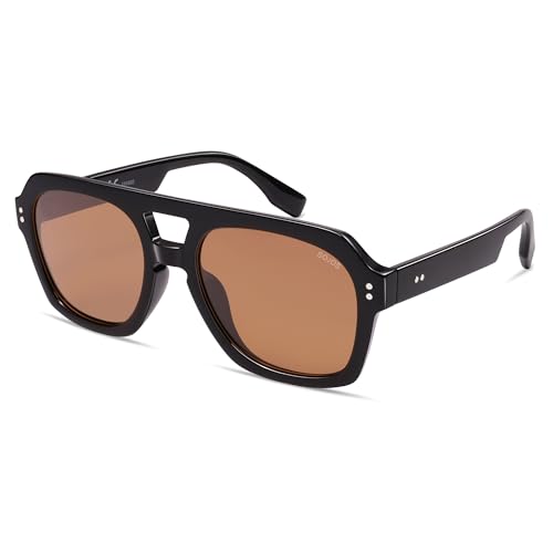 Image of SOJOS Retro Thick Polarized Aviator Sunglasses for Women Men, Large Trendy Bold Square Pilot Shades SJ2385