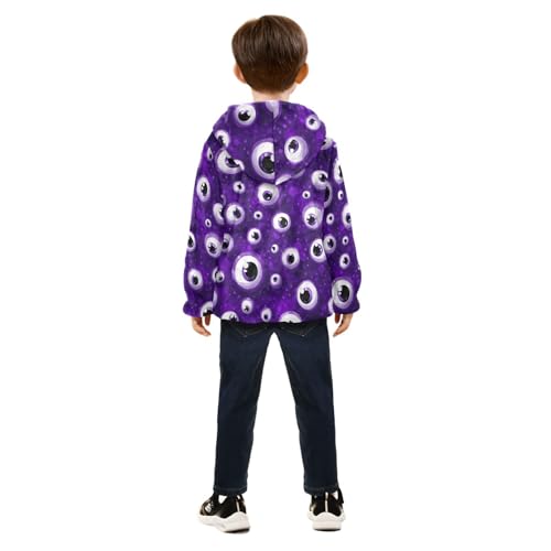 Purple Eyes on Sparkly Background Toddler Fleece Jacket Girl Boys Hooded Fleece Jacket Coat Warm Outwear Zip-up 3-10T4
