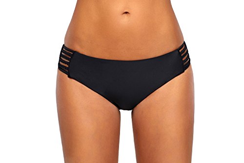 Grace's Secret Swim Short for Women Sexy Bikini Bottom Strappy Tankini Swimsuit Black