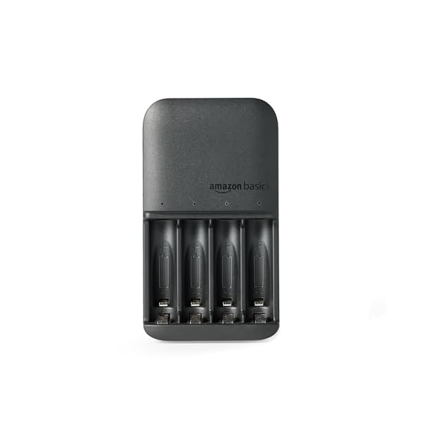 Amazon Basics NiMh Rechargeable Batteries (4 AA & 4 AAA) with 4 Bay Battery Charger, Type A (American) Plug, Black, 8 Count - Image 7