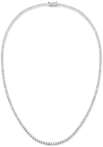 Gemsme 18K White/Yellow Gold Plated 3.0mm Round Cubic Zirconia Classic Tennis Necklace For Women 16-24 Inches