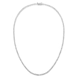 Gemsme 18K White Gold Plated 3.0mm Round Cubic Zirconia Classic Tennis Necklace For Women (16)
