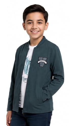 Image of Boys Full Sleeves Solid Jacket and T-Shirt