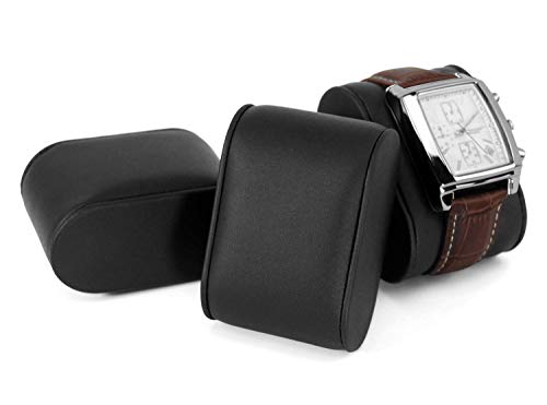 Wooden Luxury Men's Leather 12 Watch Box Display Case with Large Glass Window with Ultra Smooth PU Leather Interior , Black, Ebony