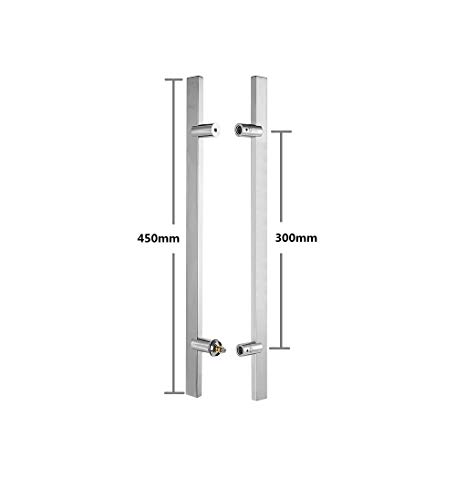 Togu Tg-6017 18 Inches Length Heavy-Duty Commercial Grade-304 Stainless Steel Push Pull Door Handle/Barn Door Pull Handle/Glass Pulls, Brushed Stainless Steel Handle& Polished Chrome Solid Standoffs #TOP1