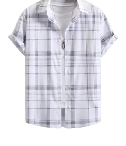 Classic Polyester Spandex Checked Casual Shirts for Men's (P-22830355-P)