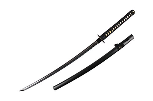 Onikiri K-580-CR 1045 Handmade Katana Scabbard Carbon Steel with Crane Tsuba, 41", Black