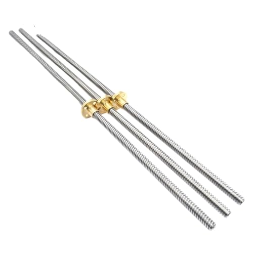 Metal Ball Screw nut T8 Lead Screw OD 8mm Pitch 2mm Lead 8mm 150mm-500mm Trapezoidal Screws with Brass Nut(150mm with nut)