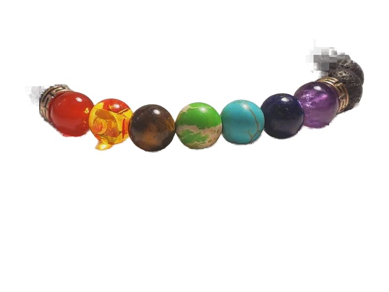 Bracelet 7 chakras et lave noire pour méditation et harmonie énergétique LKBEADS