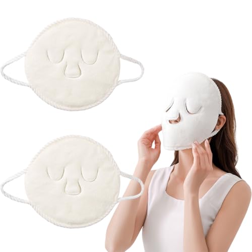 SGERUFZ 2 Pcs Toalla de Compresa Caliente Reutilizable para Spa Mascarilla Facial de Calentamiento y Enfriamiento Vapor Facial para Relajación y Migrañas