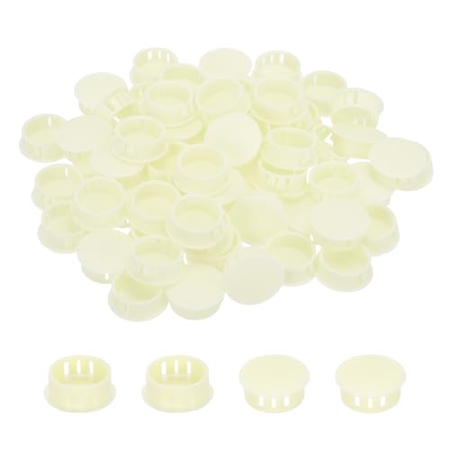 Image of MECCANIXITY 64PCS 25mm(31 /32 inch) Cream White Plastic Hole Plugs, Flush Type Panel Hole Plugs Insert End Caps for Locking Hole Tubes Furniture Cabinet