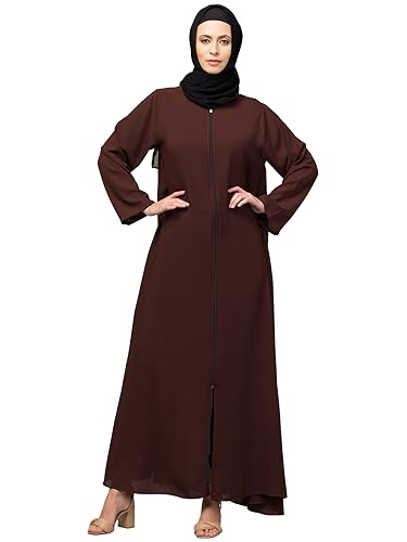 Image of Mallika Women Modest Wear Nida Matt Front Open Zipper Abaya Burkha for Everyday use