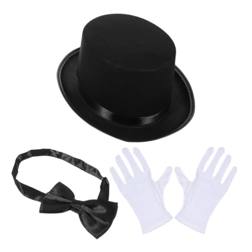 Cabilock Magician Hat Detective Costume Top Hat Gloves Bow Tie for Cosplay Accessory