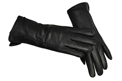 Femmes Automne Hiver épais Chaud Dentelle Gants en Cuir
