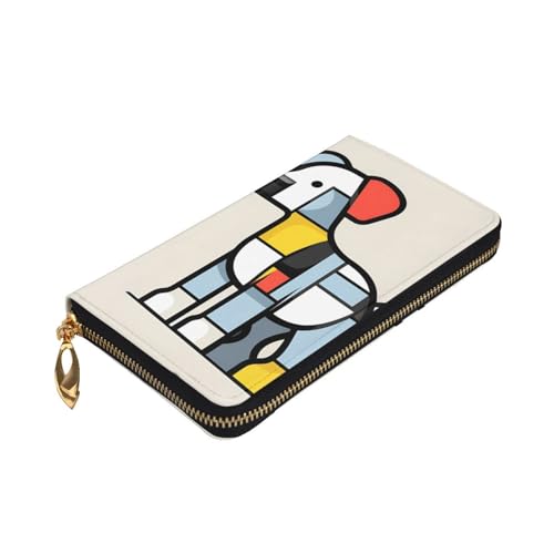 Leather Wallet - Stylish and Durable Wallet for Women with Multiple Compartments and Zipper Design Mondrian abstractionism small animal Picture3
